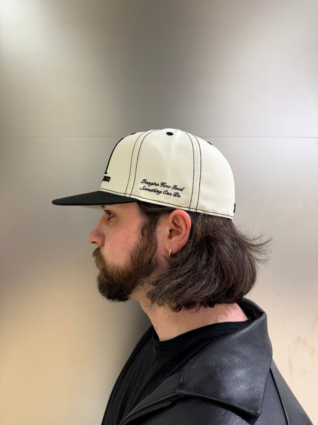 Imagine Fitted Cap in Cream and Black