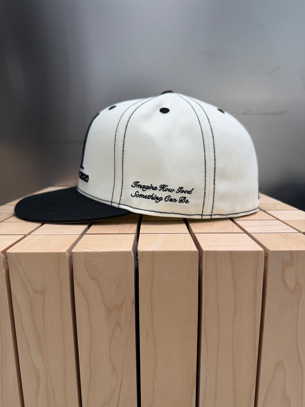 Imagine Fitted Cap in Cream and Black